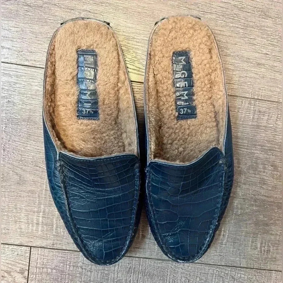 M. GEMI The Felize Shearling Mule - Navy Size 7.5 - Picture 5 of 8